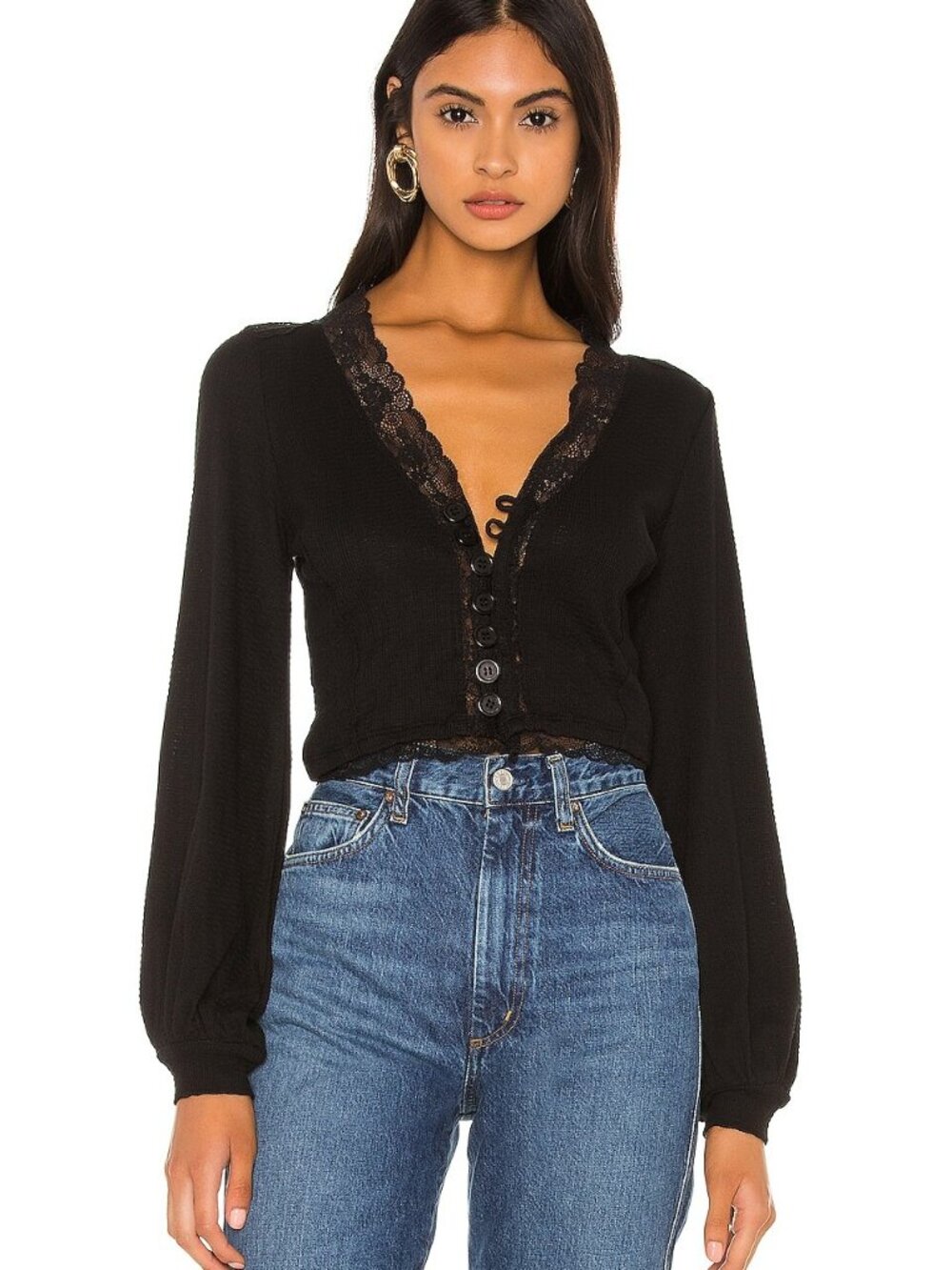 Free People Run With Me Cardi - Black - Size Small